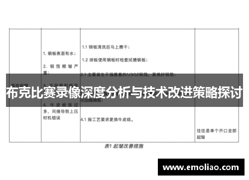 布克比赛录像深度分析与技术改进策略探讨
